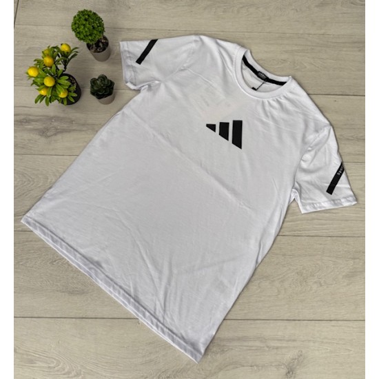 Adidas Ανδρικό T-shirt Λευκό με Μαύρες Λεπτομέρειες
