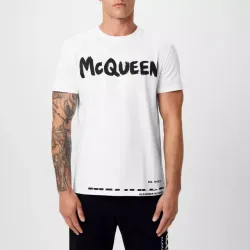 T-shirt Alexander McQueen Λευκό με Μαύρα Γραφικά