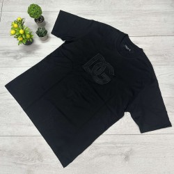 Dolce & Gabbana Μαύρο T-Shirt με Ανάγλυφο Λογότυπο DG