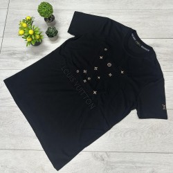 Louis Vuitton Μαύρο T-shirt με Χρυσές Μοτίβο-Λεπτομέρειες και Λογότυπο LV