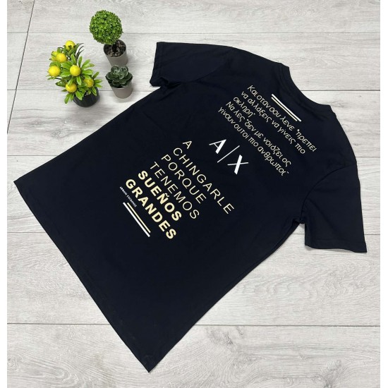 Ανδρικό Μπλουζάκι Armani Exchange – Navy Blue με Quotes Ανδρικό Μπλουζάκι Armani Exchange – Navy Blue με Quotes