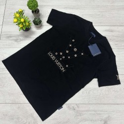 Louis Vuitton Μαύρο T-Shirt με Χρυσό Logo Print