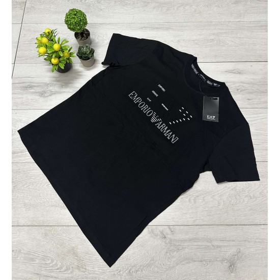 Ανδρική Μπλούζα EA7 Emporio Armani Μαύρη με Εκτύπωση Logo