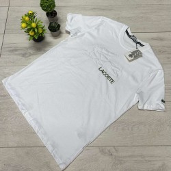 Λευκό T-shirt με λογότυπο Lacoste και ανάγλυφο κροκόδειλο
