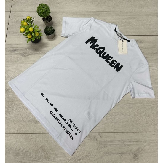 T-shirt Alexander McQueen Λευκό με Μαύρα Γραφικά