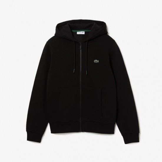 Lacoste Ανδρική Ζακέτα Φούτερ με Κουκούλα Μαύρο Lacoste Ανδρική Ζακέτα Φούτερ με Κουκούλα Μαύρο