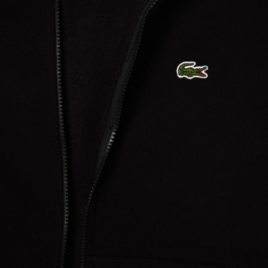 Lacoste Ανδρική Ζακέτα Φούτερ με Κουκούλα Μαύρο Lacoste Ανδρική Ζακέτα Φούτερ με Κουκούλα Μαύρο