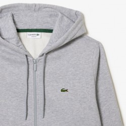 Lacoste Ανδρική Ζακέτα Φούτερ με Κουκούλα Γκρι